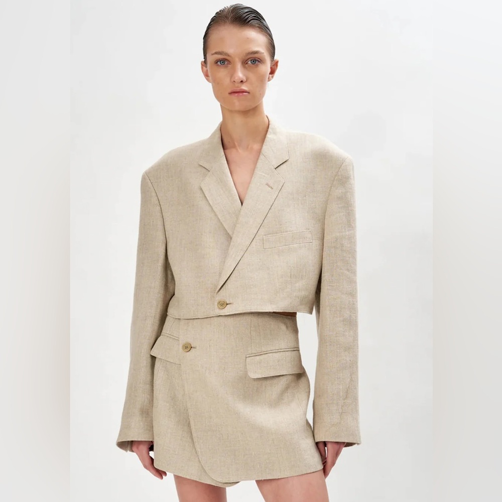 Ronny Kobo Michaela Cropped Linen Blazer